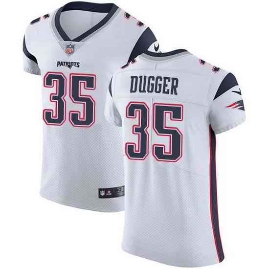 Nike Patriots 35 Kyle Dugger White Men Stitched NFL New Elite Jersey